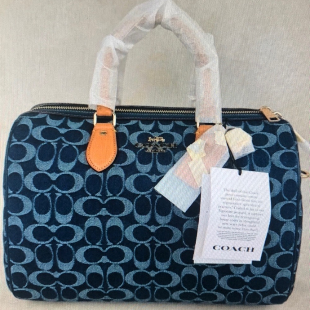 Coach Rowan Satchel Bag In Signature Denim Canvas NWT CY699